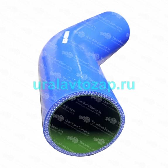 4320-1303010-C Патрубок радиатора Урал верхний (двиг. Евро-0, 58х130, гнутый) (синий силикон) 2